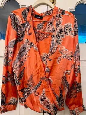 Wallis Coral Paisley Wrap Top